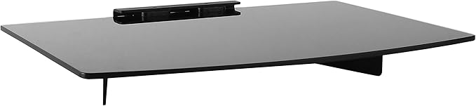 Mount-It! Floating Wall Shelf – Tempered Glass Media Shelf for Cable Box, DVD Player, Gaming Consoles (PS5, Xbox, Roku), Projector – Wall-Mounted w/Steel Frame, Cable Management, 22 lb Capacity