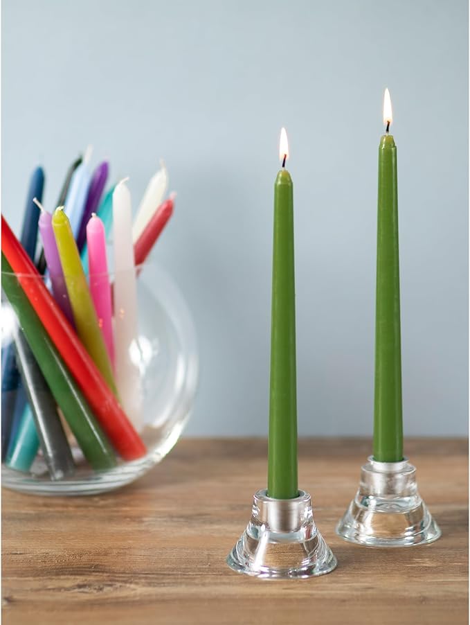 CANDWAX 10 inch Candlesticks Set of 12 - Dripless Taper Candles Perfect for Party or Decor - No Drip Grass Green Candle