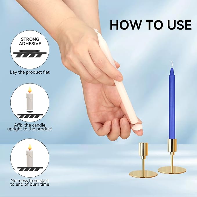 96 Pieces White Adhesive Small Candles, Accessories Candle Wax Dots- Adhesive,Wax Sticky Dots,Candl Accessories (96)