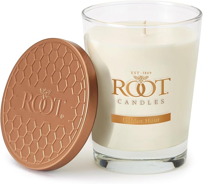 Root Candles Scented Candles Honeycomb Beeswax Blend Premium Handcrafted Candle, Large Veriglass, Golden Hour