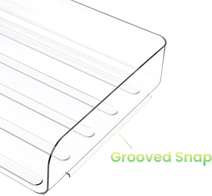 Tomorotec Desk Letter Tray Set, A4 Size Clear PET Stackable Document Organizer Office Desktop File Paper Holder Book Storage Rack Side Load Anti-Skid Stacking Support Convex Bottom (4X Portrait)