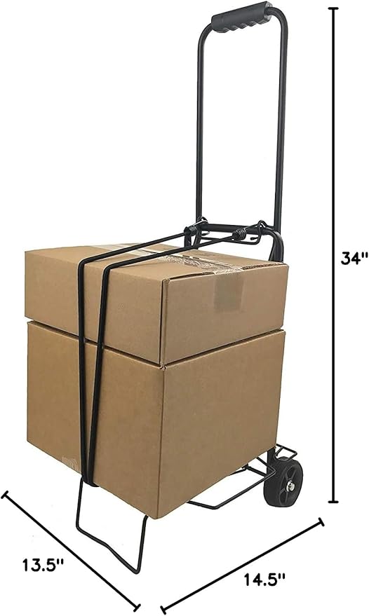 ISOP Shopping Cart Dolly 2 Wheels | Folding Lightweight Hand Truck | Utility Trolley | Portable Foldable | Easy-to-Store - 2 Wheels | 60 Pounds Weight Capacity | Sturdy Dolly Cart with Wheels