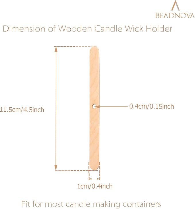 BEADNOVA Candle Wick Holders for Candle Making Wooden Wick Holder Centering Device Bar for DIY and Making (150 pcs)