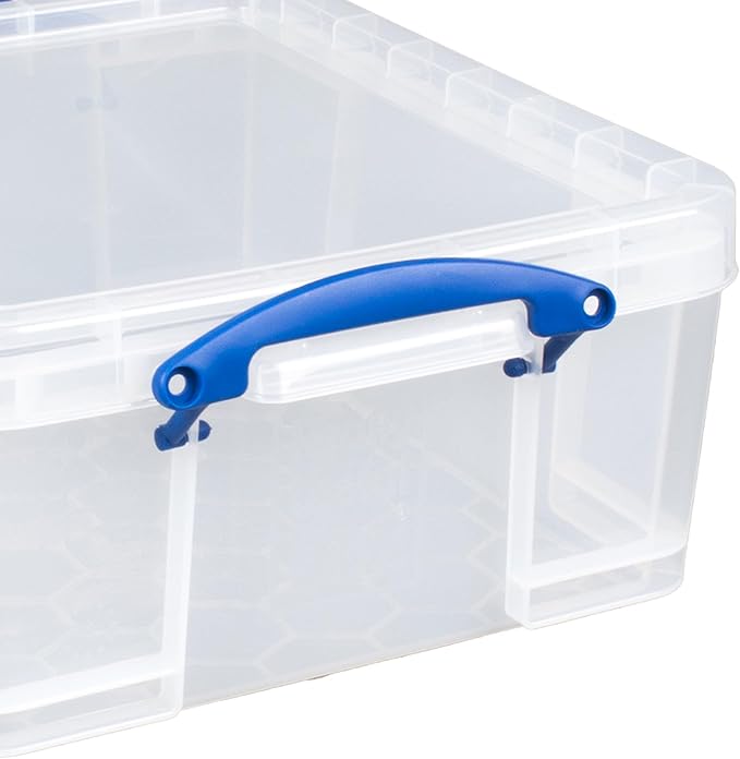 Really Useful Box 3 Pack 17L Plastic Storage Bins with Snap Lids and Clip Lock, Clear