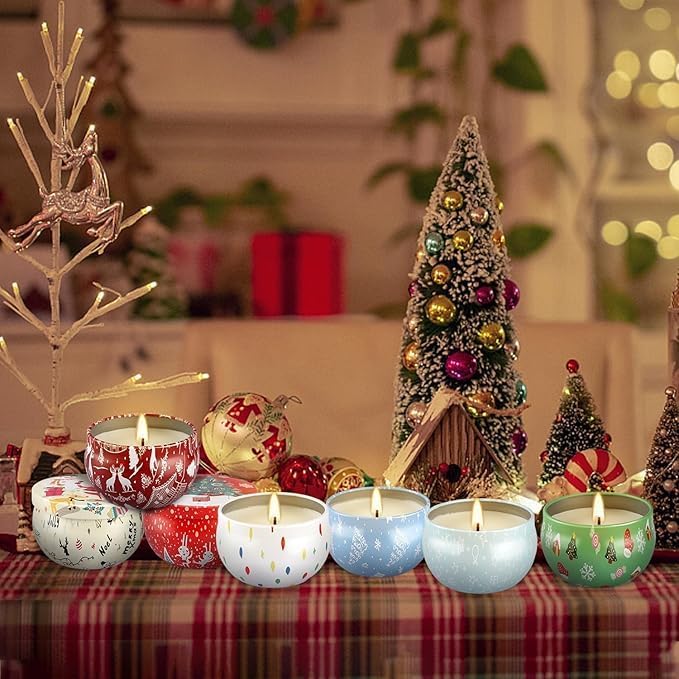 24 Pack Christmas Scented Candles Gift Set for Woman, Jar Candle, 2.5 oz Soy Wax Tin Candle-Ideal Gift for Travel Home Décor,Aromatherapy