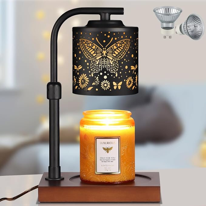 Candle Warmer Lamp with Adjustable Height Dimmable for New Home Decor Electric Candle Warmer for Jar Candles Birthday Gifts for Women Mom(Butterfly)