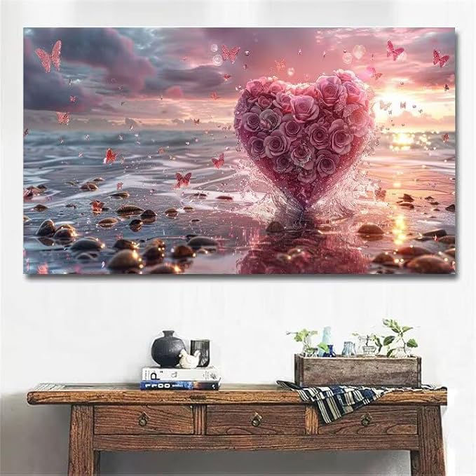 Paint by Numbers Kit for Adults Flower Painting by Numbers Sea DIY Kits for Adults Canvas Oil Painting Crafts, Hobbies for Women Beginner for Home Wall Decor Art, Gifts Without Frame 32x64Inch O-9065