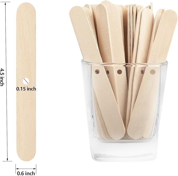 DINGPAI 100pcs Wooden Candle Wick Holders, Candle Wick Centering Devices for Candle Making, Candle Wick Bars, Wick Clips for Canld Centering Tool