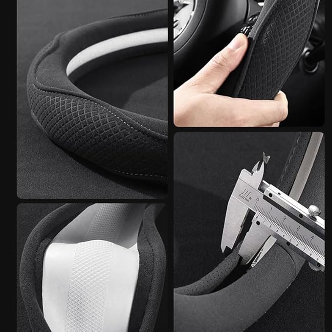 Car Steering Wheel Cover for Sonata SEL 2024, Leather Elastic Steering Wheel Protector Breathable Anti-Slip Steering Wheel Covers,Black-O