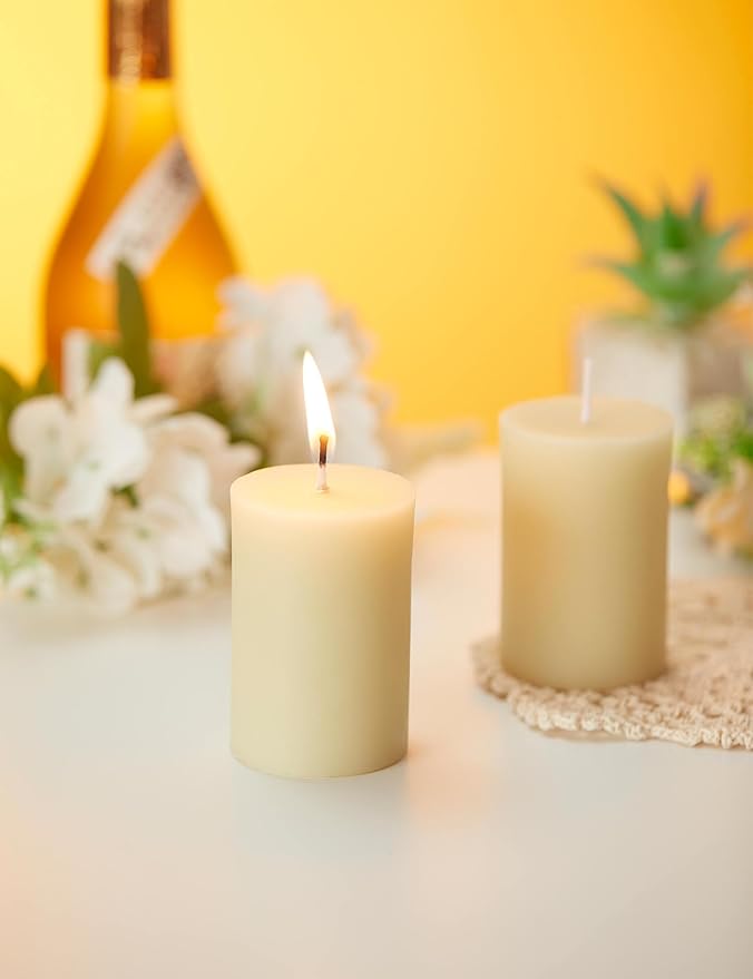 White Natural Beeswax Pillar Candles-20 Hours Burn Time 100% Pure Beeswax Candles | Organic Bees Wax for Home, Prayer, Christmas, Party | Unscented, Smokeless, Dripless 1 Pack (2×3 inch)