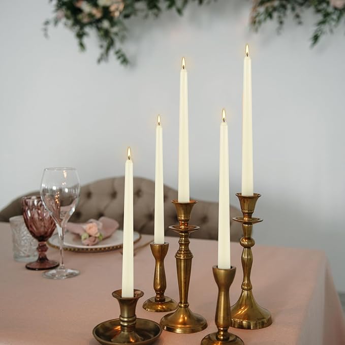 Ivory Taper Candle,24PACK Unscented 10 Inch Taper Candles-Dripless and Smokeless-8 Hours Long Burning Dinner Candle, Ideal for Halloween Taper Candles, Weddings, Dinner,Parties