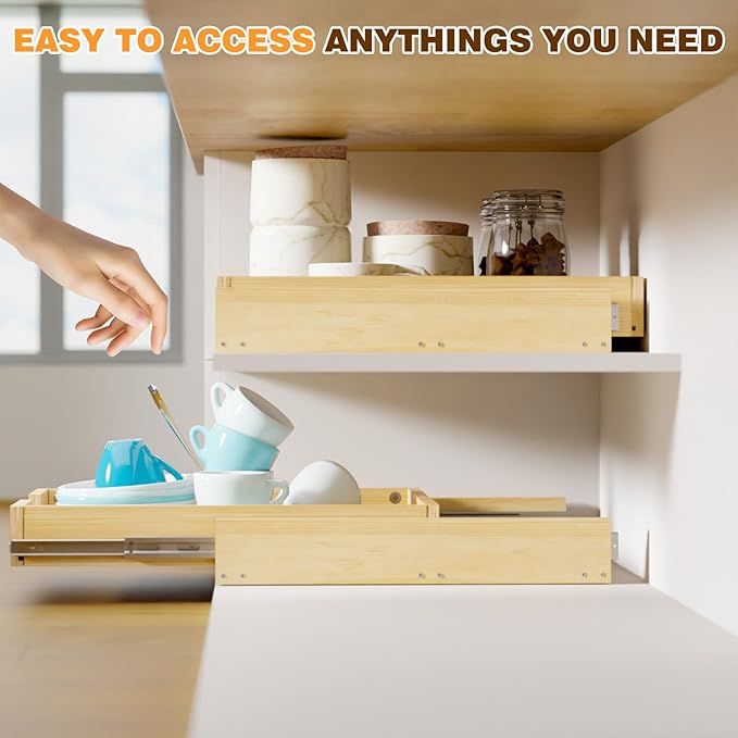 Pullout Cabinet Organizer, 29''W×21''D×3''H Slide Out Shelves for Kitchen Cabinets, Pull out Drawers for Kitchen Cabinets, Pantry, Bathroom, & Storage Organization
