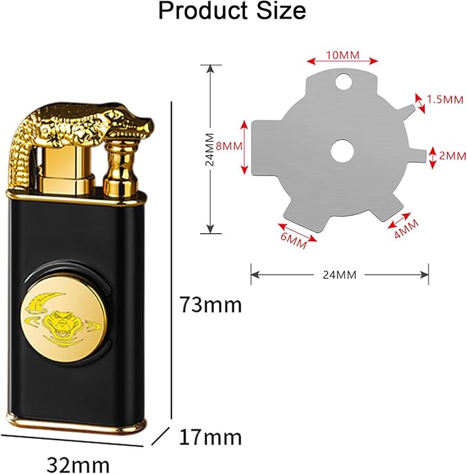 Torch Lighter, Magic Dual Flame Dragon Lighters with Adjusting Flame Tool, Creative Windproof Cool Design, Refillable Butane Lighter Gifts for Men Friend Outdoor Indoor(Without Butane)-Gold Crocodile