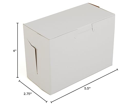 Southern Champion Tray 0904 Premium Clay Coated Kraft Paperboard White Non-Window Lock Corner Bakery Box, 5-1/2" Length x 2-3/4" Width x 4" Height (Case of 250)