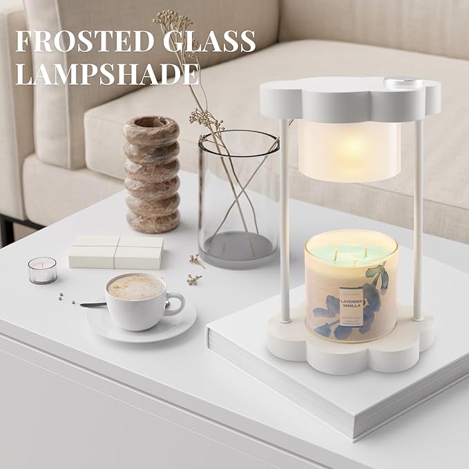 Candle Warmer Lamp with Dimmer, 0-6 HoursTimer, Compatible with Yankee Candle Large Jar Candle, Home Decor Gift for her, Valentine's Day Gift, Gift for mom, Scented Jar Candles Heater, White