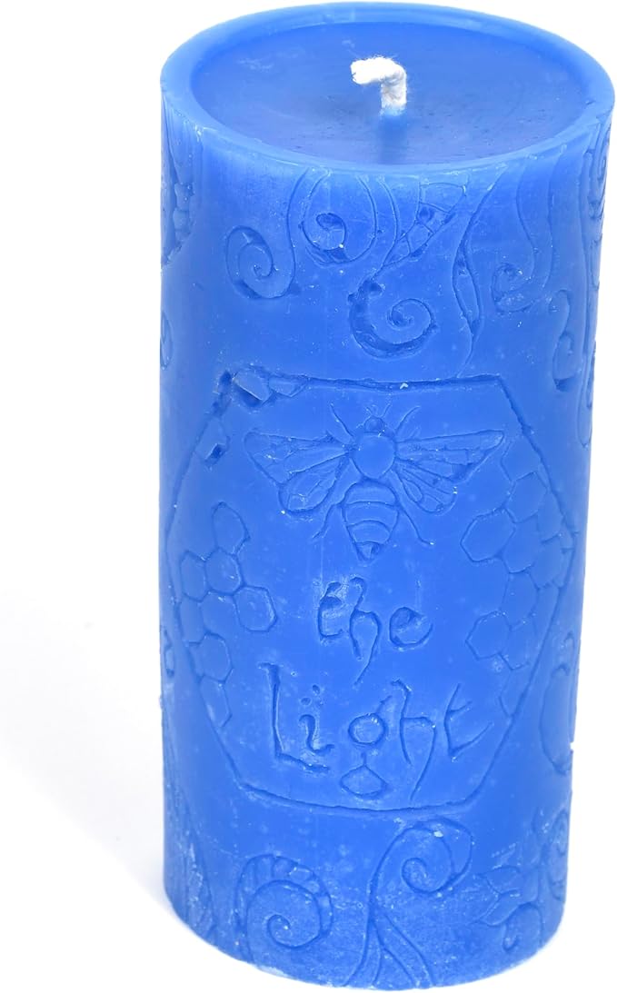 BeeTheLight Beeswax Pillar Candle - 100% Pure Bees Wax - Choose Your Size and Color - 72 Hour Burn Time - Large 2.6" x 5.6" (Fits 3x6 Holder) - Unscented - Natural Light Honey Scent