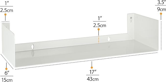 Wallniture Bali White U Shape Floating Shelves for Wall, CD DVD Storage Shelves and Metal Bookshelf Set of 6