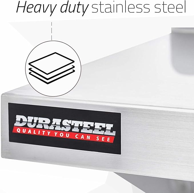 DuraSteel Stainless Steel Shelf - 24 Inch Wide x 12 Deep Commercial NSF Mounted Metal Wall Shelf Pantry Organizer Garage Storage Shelves - Rack Shelving Restaurant Kitchen Units Laundry Utility Room