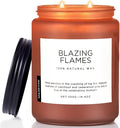 M&SENSE Blazing Flames Scented Candles, Soy Wax 19.4oz 110 Hours Long Lasting Clean Burn, Warm Woods Aromatherapy Candles for Relaxation Large Candle Birthday Holiday Gifts for Men Women