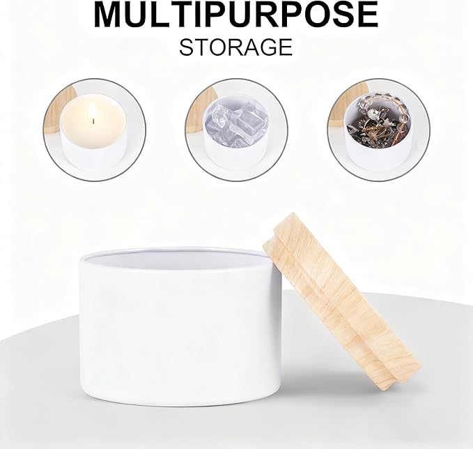 24 Pcs 8oz Candle Tins - Matte White Bulk Empty Candle Jars with Wood Grain Lids, Candle Jars for Making Candles,Candle Making Kit for Adults