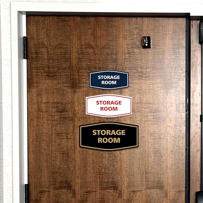 Signs ByLITA Fancy Storage Room Sign (Light Grey/Burgundy) - Large 5 Pack