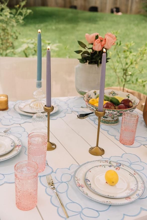 Bluecorn Beeswax Taper Candles, 100% Pure Natural Bees Wax, Pair of 8 Inch Lilac Tapered Candlesticks, Clean Burning & Dripless, Fragrance Free, Long Lasting, Home Decor, American Made, 1 Count