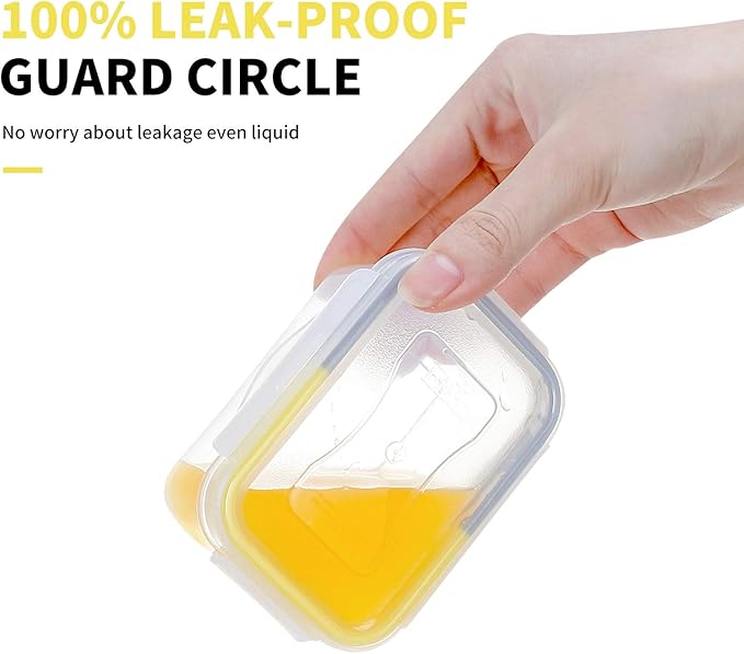 KIGI Small Plastic Food Storage Container for Snack, Lunch & Meal Prep, BPA-Free, Airtight lids, Rectangular Leak-Proof Mini Bento box, 6 oz / 0.75 Cup, 12 Piece Set