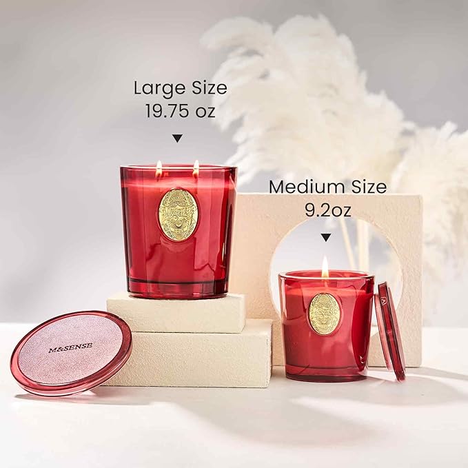 M&SENSE Natural Soy Candle | Wild Rose & Red | 9.2 oz, 50H Burn Time | Candle Gift for Her | Scented Candle for Valentine’s Day