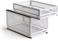 Pull Out Cabinet Organizer, Slide Out Drawers Fixed with Adhesive Nano Film, Pantry Shelves Sliding Drawer Storage Organization for Kitchen (Double Layer 19.7 * 13.8 * 12.6inch/50 * 35 * 32cm)