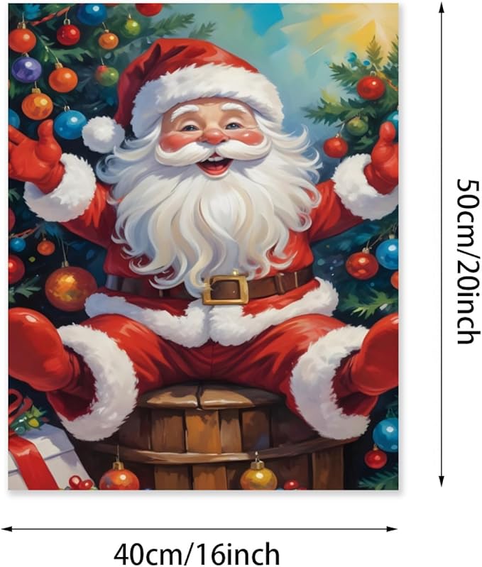 QZOTRXI Christmas Paint by Numbers Kit for Adults, Happy Santa Claus Paint by Number Kits on Canvas,Acrylic Christmas Paint by Number for Home Decor UNFRAMED 20x16 inch