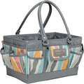 Everything Mary Deluxe Store & Tote Organizer – Grey Stripes Craft Caddy with Handle – Art Storage Tote for Sewing, Scrapbooking, DIY Projects & Crafting Tools