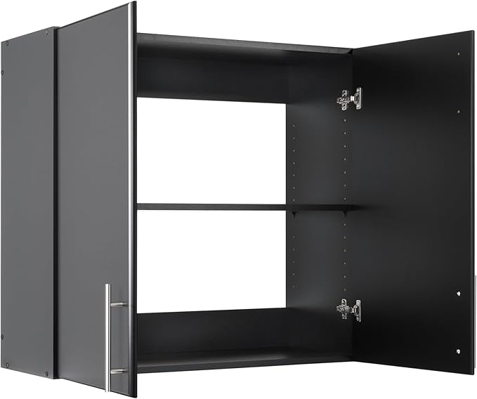 Prepac Elite 32" Wall Cabinet, Black Storage Cabinet with 1 Adjustable Shelf for Kitchen, Bathroom, 12" D x 32" W x 30" H, BEW-3230