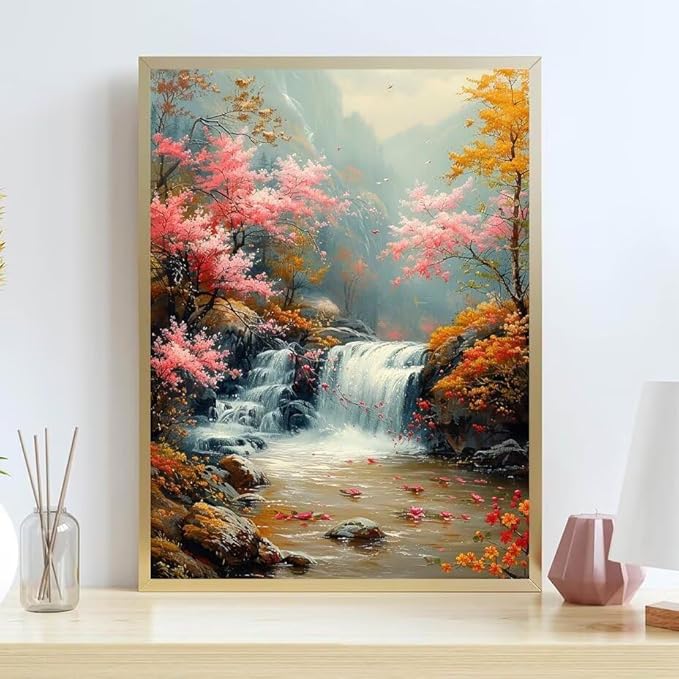 Diamond Painting Kits for Adults Falls Diamond Painting Kits Flower 5D Full Square Drill Strass Crystal Crafts for Adults DIY Art Kit for Beginner, Home Wall Art, Gifts for Women 16x24in C-125547