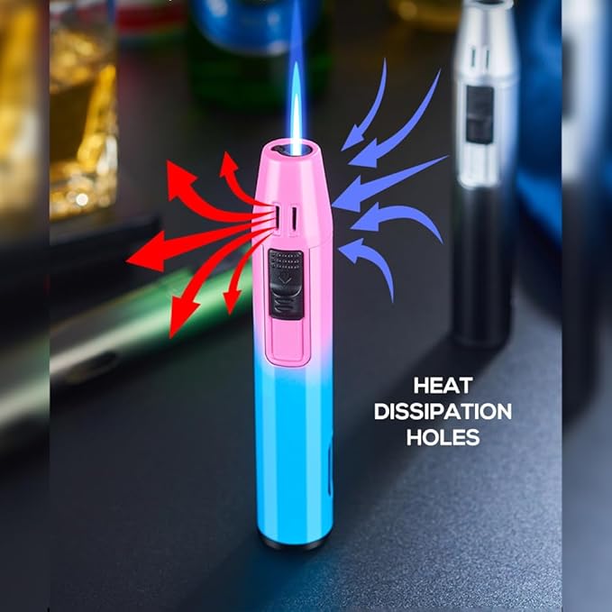 Navpeak Mini Torch Lighter Windproof Jet Blue Flame Lighters Compact Portable with Gas Window Refillable Butane Torch for Candle Craft Outdoor BBQ Grill (Butane Not Included)(White)