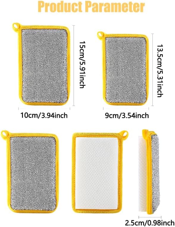 5PCS Multipurpose Dishwashing Rags, 2024 New Double Sided Sponge Kitchen Dishcloth, Multi-Purpose Absorbent Sponge Dishwashing Rags for Washing Dishes Cleaning Kitchen(3.94 * 5.91inch)