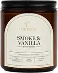 Carnatia Smoke & Vanilla Scented Candle – 7 oz | 100% Soy Wax with Cotton Wick | 50 Hour Burn | Aromatherapy Candle for Home, Cozy Mood & Relaxation | Gift for Women & Men
