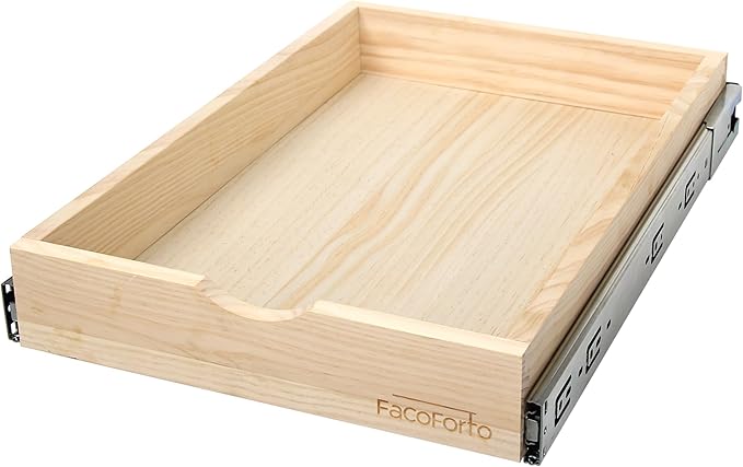 Kitchen Cabinet Organizer, Fully Assembled Drawer Wood Pull Out Tray Drawer Box Cabinet Slide Out Shelve, Wooden Pull-Out Shelf (W21''×D21''×H3'')