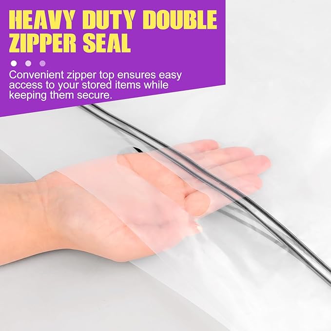 FURWEY 25 Gallon Extra Large Storage Bags 35”x 24”Resealable Clear Bags with Handle 4 Mil Thick Heavy Duty Big Bag for Clothes Pillow Travel Moving,Bedding,Shoes and Toys Storage, Pack of 3