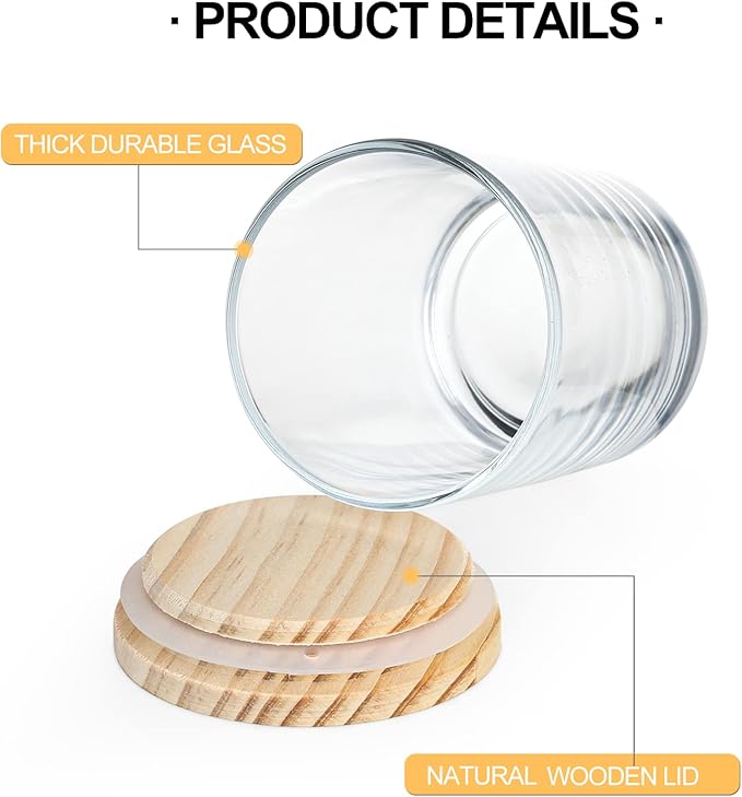 SHOWIN Thick Candle Jars for Making Candles 16 Pcs, 7 OZ Empty Jars with Wood Lids for Candle Making, Sample Container, Matte White