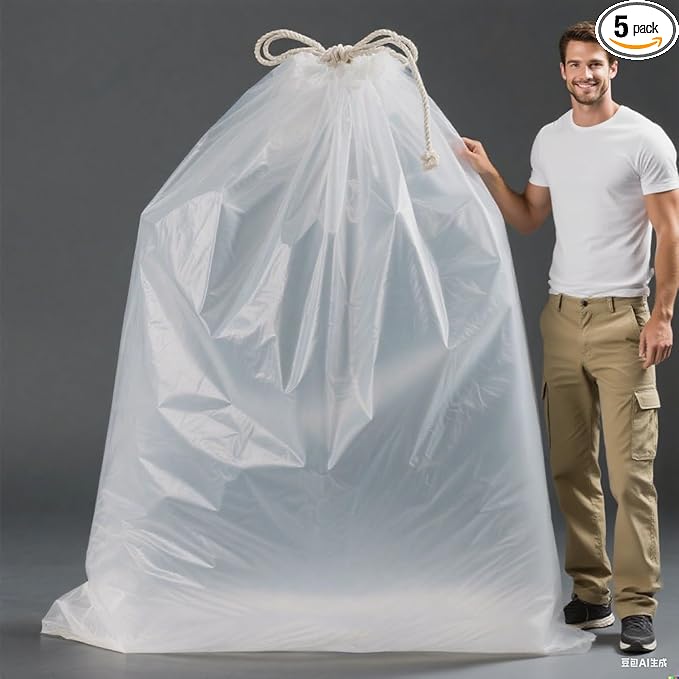 Extra Large Plastic Storage Bags 79 x 118 inches Huge Clear Giant Storage Bags Perfect for Moistureproof, Dustproof, Business Packing, Industry or Agriculture Use and More (5 Pack)