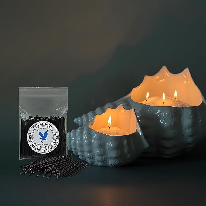 Pearled Candle Wick 2.2 Inch Black Cotton Wicks 400-Pack Premium Metal-Free & Lead-Free Candle Wicks for Candle Making