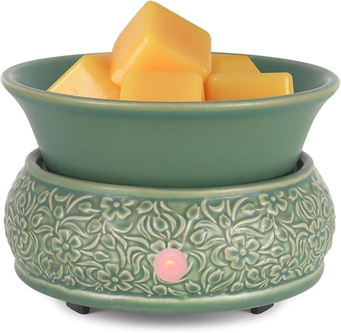 Mocosa Wax Melt Warmer for Scented Ceramic Candle Warmer Home Fragrance Wax Burner Perfect Christmas Gifts for Mom Women(Green)