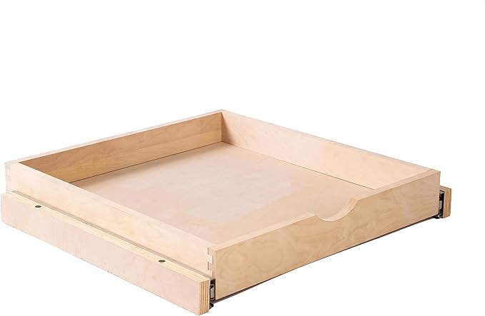 Couver Pull Out Drawers For Cabinets, 16.5"W x 21"D X 4"H Soft Close Slide Out Wood Shelves Storage Organizer for Kitchen, Finished, Heavy-Duty, Bottom Assembly