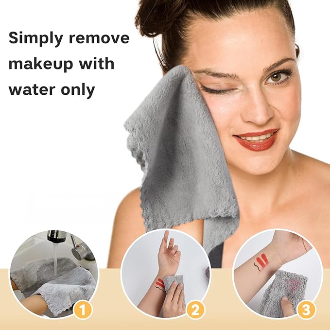 SUNLAND Microfiber Face Cloth Reusable Makeup Remover Facial Cleansing Towel Ultra Soft Face Washcloth 12inchx12inch 6 Pack Grey