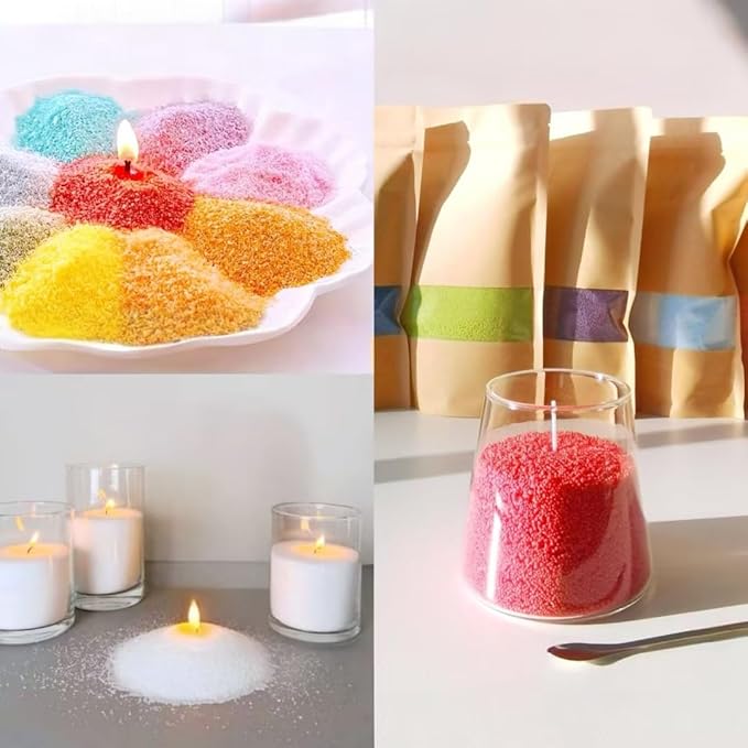 PHYMAT 3.5oz Pearled Candle, 10 Color Candle Sand with 50pcs Wicks, Refillable Sand Candle Wax Kit for DIY Handmade Candles Making, Wedding, Party Decor