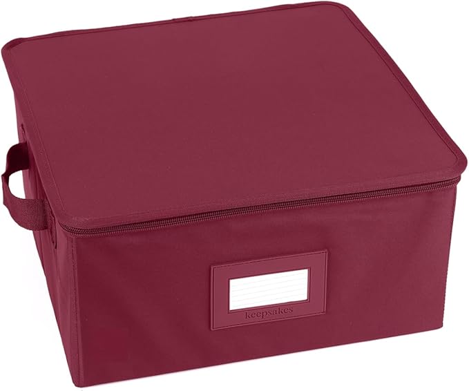 Covermates Keepsakes Zip-Top Storage Box Set, 3 Pack Heavy Duty Polyester Organizer Bins, Stackable Design, ID Window, Reinforced Handles, Closet Home Storage, Scarlett Red