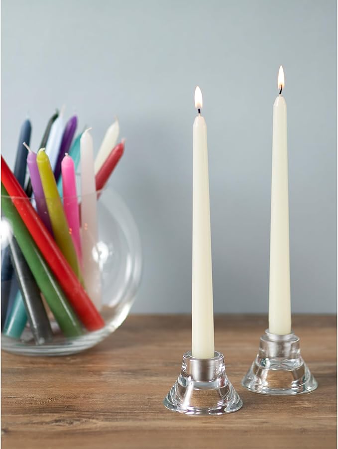 CANDWAX Ivory Taper Candles 12 inch Dripless - Set of 4 Tapered Candles - Smokeless and Unscented Candlesticks Long Burning