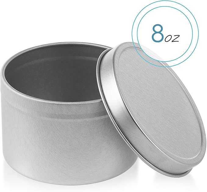 Hearth & Harbor 5 lbs. Soy Candle Wax with Supplies, 8 oz. 24 Pack Tin Jars with Lids, Cotton Candle Wicks, Wick Stickers and Centering Devices - Soy Wax Flakes with Containers for Candle Making
