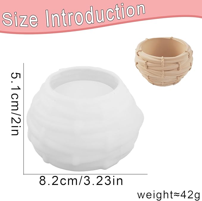 1 Pc Woven Textured Candle Holder Mold Unique Bird's Nest Jewelry Storage Silicone Resin Mold for Epoxy Concrete Art Crafts Home Decorations Christmas DIY Jewelry Ornament Trays Soap Dishes