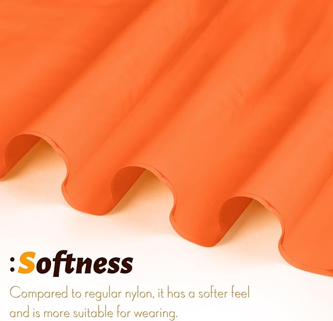 Vonty Waterproof Fabric Ripstop Nylon Fabric by The Yard - 60 Inch Wide(3 Yard), Water Proof Orange Fabrics Lightweight Kite Fabrics for Tent Bag Tarp DIY Craft Travel Outdoor
